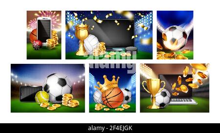 Betting Sports Promotional Posters Set Vector Stock Vector