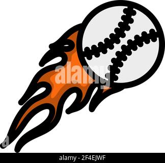 Baseball Fire Ball Icon. Editable Thick Outline With Color Fill Design. Vector Illustration. Stock Vector