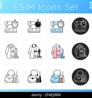 Clothing alteration service icons set Stock Vector