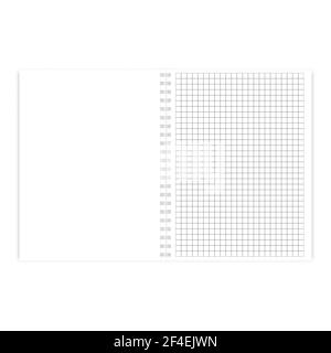Checked notepad sheet, isolated on white background, vector illustration. Stock Vector