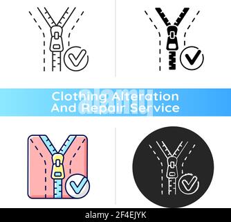 Zipper repair and replacement black linear icon Stock Vector
