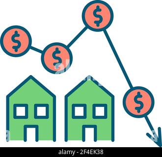 Municipal bankruptcy RGB color icon Stock Vector