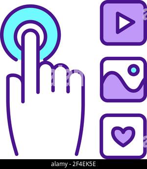 Interactive media RGB color icon Stock Vector