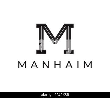 Initial letter type M black elegant logo design. Abstract minimalist vector icon with M monogram for a business brand identity. Stock Vector