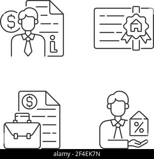 Broker concept illustration, linear icons, line signs set, vector ...