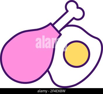 Protein and dairy products RGB color icon Stock Vector