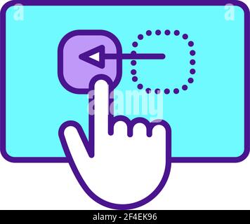 Interaction with screen RGB color icon Stock Vector