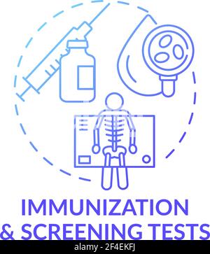 Immunization and screening tests blue gradient concept icon Stock Vector