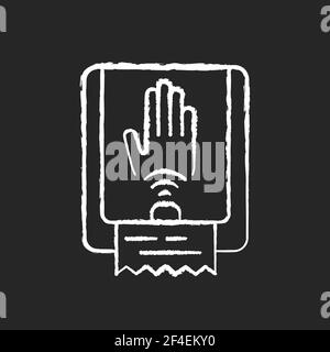 Touchless towel dispenser chalk white icon on black background Stock Vector