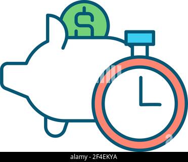 Money saving RGB color icon Stock Vector