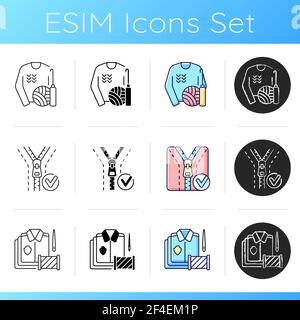 Outfit repair services icons set Stock Vector