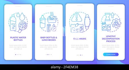 Top environmental challenges onboarding mobile app page screen with concepts Stock Vector