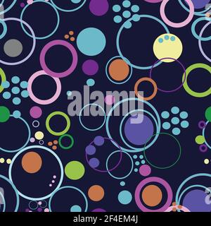 Loopy Bright lite in bright colors on blue background seamless vector repeat pattern Stock Vector