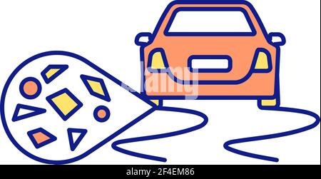 Vehicle tyres as microplastics sources RGB color icon Stock Vector