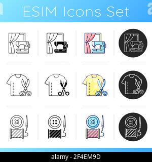 Sewing services icons set Stock Vector