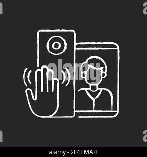 Video intercoms chalk white icon on black background Stock Vector