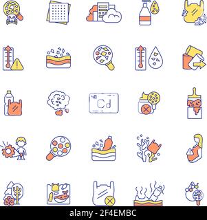 Microplastic RGB color icons set Stock Vector