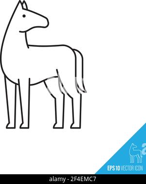 Horse turning head vector line icon Stock Vector