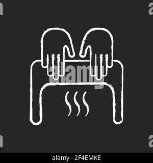 Automatic hand dryer chalk white icon on black background Stock Vector