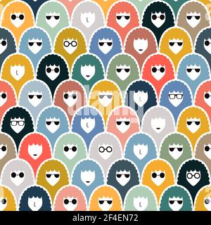 Seamless pattern with funny female faces. stock illustration. Abstract, Pattern, Seamless Pattern, Adult, Art Stock Vector