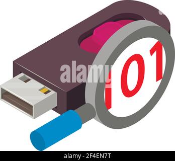 Usb searching icon. Isometric illustration of usb searching vector icon for web Stock Vector