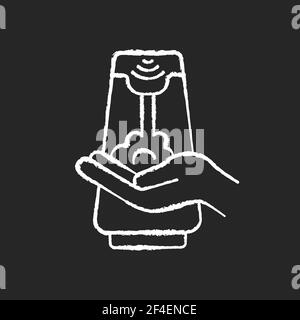 Touchless soap dispenser chalk white icon on black background Stock Vector