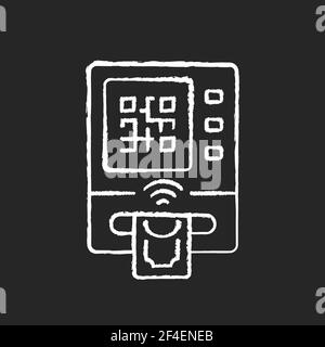 Cardless atm chalk white icon on black background Stock Vector