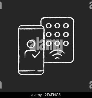 Detecting mobile credentials chalk white icon on black background Stock Vector