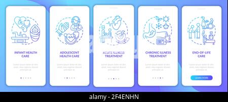 Family doctor support navy onboarding mobile app page screen with concepts Stock Vector