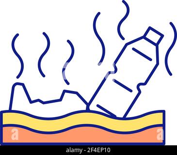 Environmental pollution with plastic RGB color icon Stock Vector