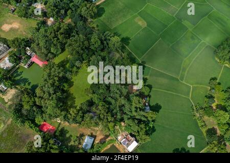 Aerial view of a rural area of Bhaluka of Mymenshing district ...