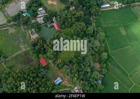 Aerial view of a rural area of Bhaluka of Mymenshing district ...