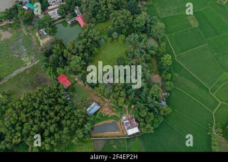 Aerial view of a rural area of Bhaluka of Mymenshing district ...
