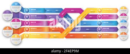 3D infographics style arrows, plexiform roadmap paths with steps pointed to different ways and goals. Vector illustration Stock Vector