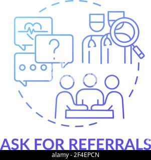 Ask for referrals blue gradient concept icon Stock Vector