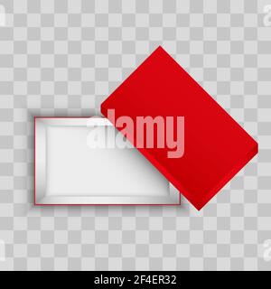 The form of an open box for footwear with a cover. A box for footwear with a cover. Mock up rectangular paper container. Isolated on transparent backg Stock Vector