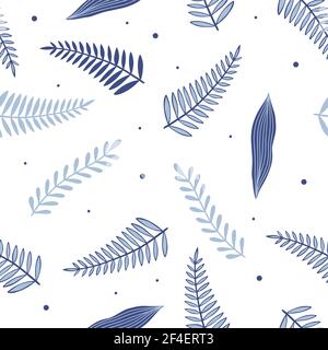 Seamless pattern with blue flowers and leaves. Creative floral texture. Great for fabric, textile Vector Illustration Stock Vector