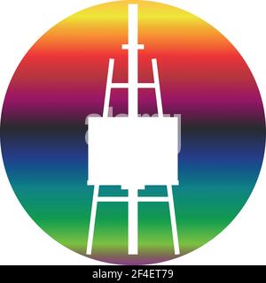 Easel canvas and brush symbol. Rainbow gradient icon of a set. Vector EPS 10 Stock Vector