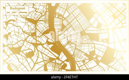 Budapest Hungary  City Map in Retro Style in Golden Color. Outline Map. Vector Illustration. Stock Vector