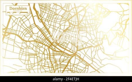 Dornbirn Austria City Map in Retro Style in Golden Color. Outline Map. Vector Illustration. Stock Vector
