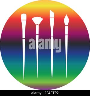Clean vector color art brush symbol icon set. Rainbow gradient EPS 10 Stock Vector