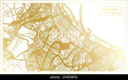 Samsun Turkey City Map in Retro Style in Golden Color. Outline Map. Vector Illustration. Stock Vector