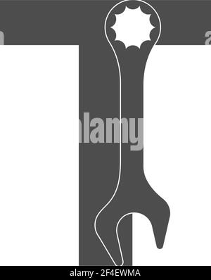 Letter T logo icon with wrench design vector illustration Stock Vector