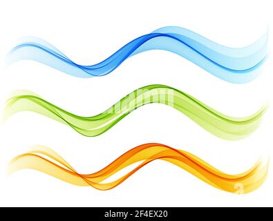 Set of color abstract wave design element Stock Vector