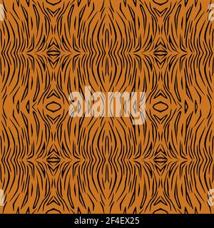 Vector seamless pattern of tiger skin. Background design, textile decoration, animalistic print. Stock Vector