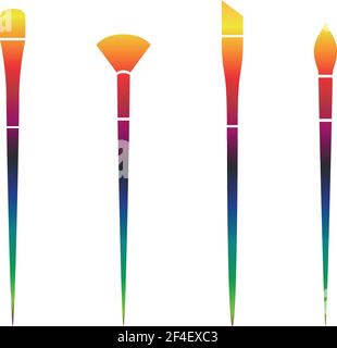 Clean vector color art brush symbol icon set. Rainbow gradient EPS 10 Stock Vector