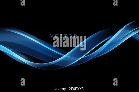 Vector Abstract shiny color blue wave design element on dark background. Science design Stock Vector