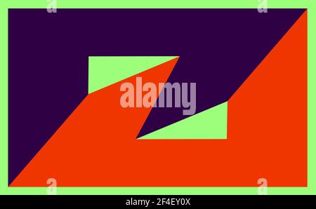 minimal geometric frame or background orange purple and light green 1 Stock Vector