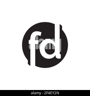 negative space technique letter F D logo. vector illustration. Stock Vector