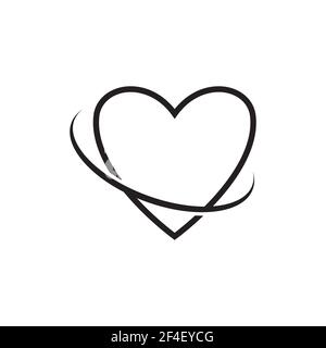 heart outline icon vector with curved isolated on white background Stock Vector